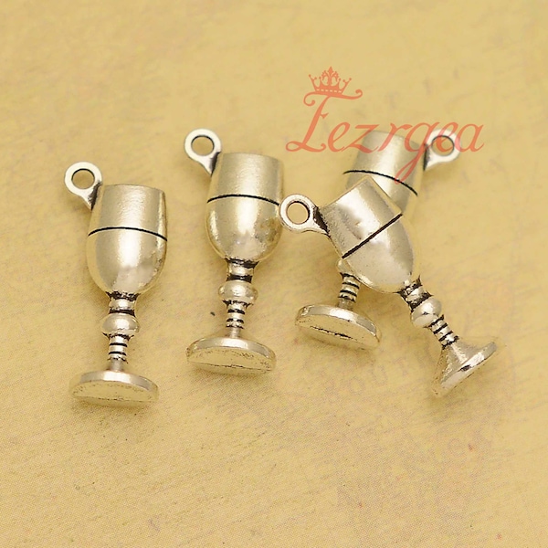 20PCS Antique silver Wine Glass Cup charms.Drink Charm Chalice or Goblet pendants. CY075