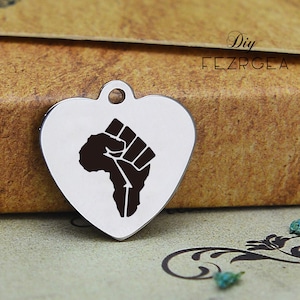 Carte de l'Afrique Stainless Steel Charm, Personalized strong Laser Engraved Charms, Custom charms,Necklace Bangle Charms
