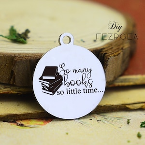 Tantos libros encanto de acero inoxidable, personalizado tan poco tiempo encantos, encantos personalizados / colgantes, encantos de brazalete de collar