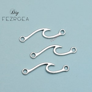 40PCS--9x33mm, antieke zilveren zee Wave connector Charms. Ocean Wave hangers.