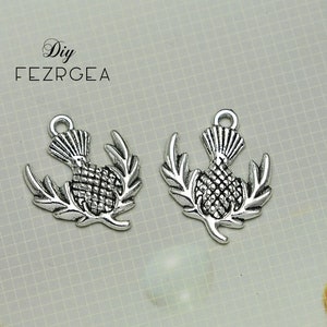 20PCS Antique silver thistle flower Charms. Silver Scottish Thistle Flower Stamping . CA083108