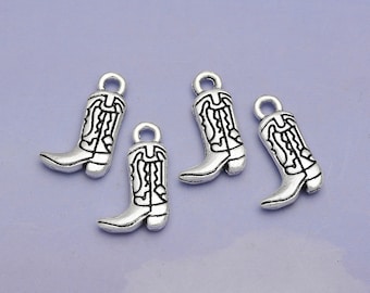25PCS Antieke zilveren cowboy boot charms.shoe hangers.