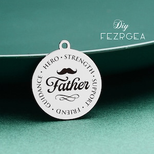 Amuleto de acero inoxidable del padre, amuletos grabados personalizados para el día del padre, amuletos / colgantes personalizados, amuletos de collar