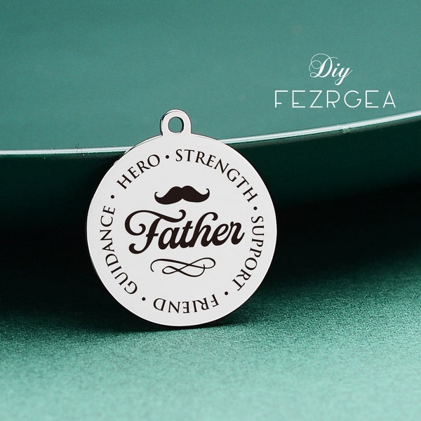 Father Stainless Steel Charm,Personalized Father's day Engraved Charms,Custom charms/Pendants,Necklace Bangle Charms