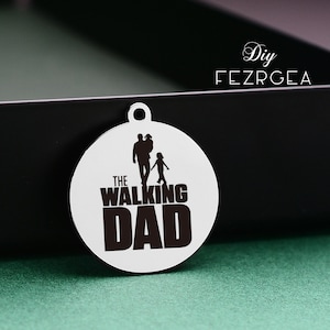El encanto de acero inoxidable de papá caminando, papá personalizado encantos grabados, encantos personalizados / colgantes, amuletos de brazalete de collar