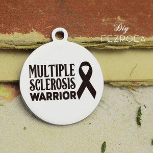 Multiple sclerosis warrior Stainless Steel Charm,Personalized Ribbon Charms,Custom charms/Pendants,Necklace Bangle Charms