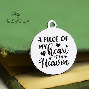 A peace of my heart is in heaven Stainless Steel Charm,Personalized pet loss Engraved Charms,Custom charms/Pendants,Necklace Bangle Charms