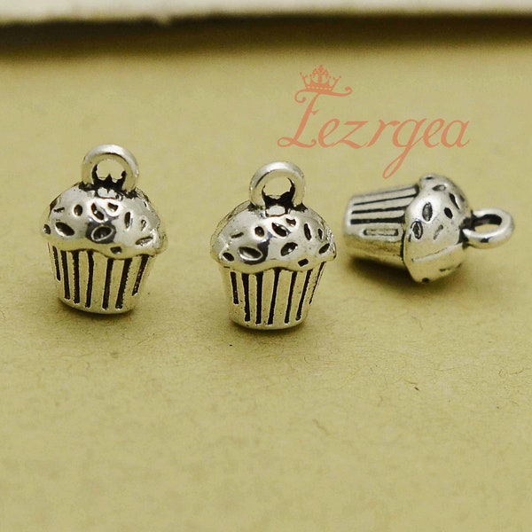 20PCS Antique charmes cupcake argenté. pendentifs gâteau. DH9984 (En)