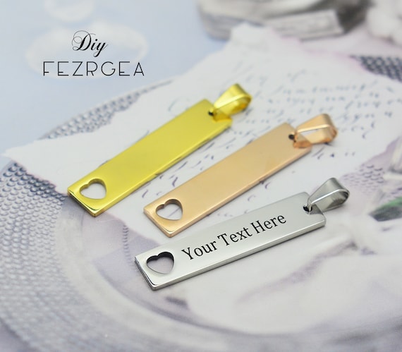 Custom Stainless Steel Tag Charm,Personalized Laser Engraved Tag Charms,Heart Stainless Steel Pendants,key chain Charms