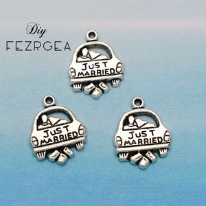 15 stks - 20x15mm huwelijksreis geliefden paar auto charme pasgetrouwden lover charmes net getrouwd charmes voor sieraden maken