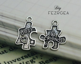 5SETS ,Antique silver Best Friend charms. 2 Piece Set  charms pendants. CM462