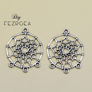 15PCS--34x29mm, Antique silver Flower Connectors, Dreamcatcher pendants.