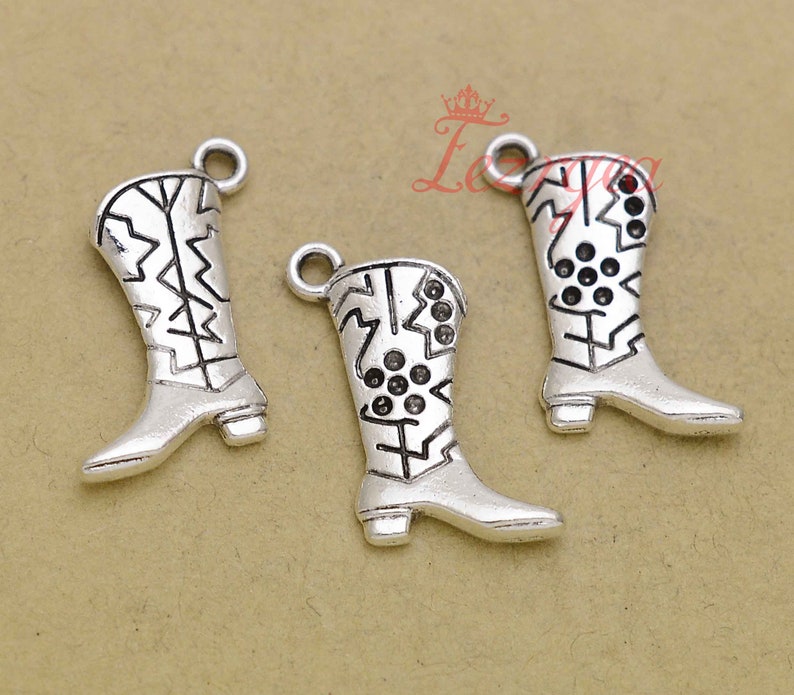 15 PCS antik Silber Cowboy Stiefel charms.shoe Anhänger. DH9929 Bild 1