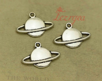 20PCS Antique silver Planet charms.Saturn with Rings pendants. CY352