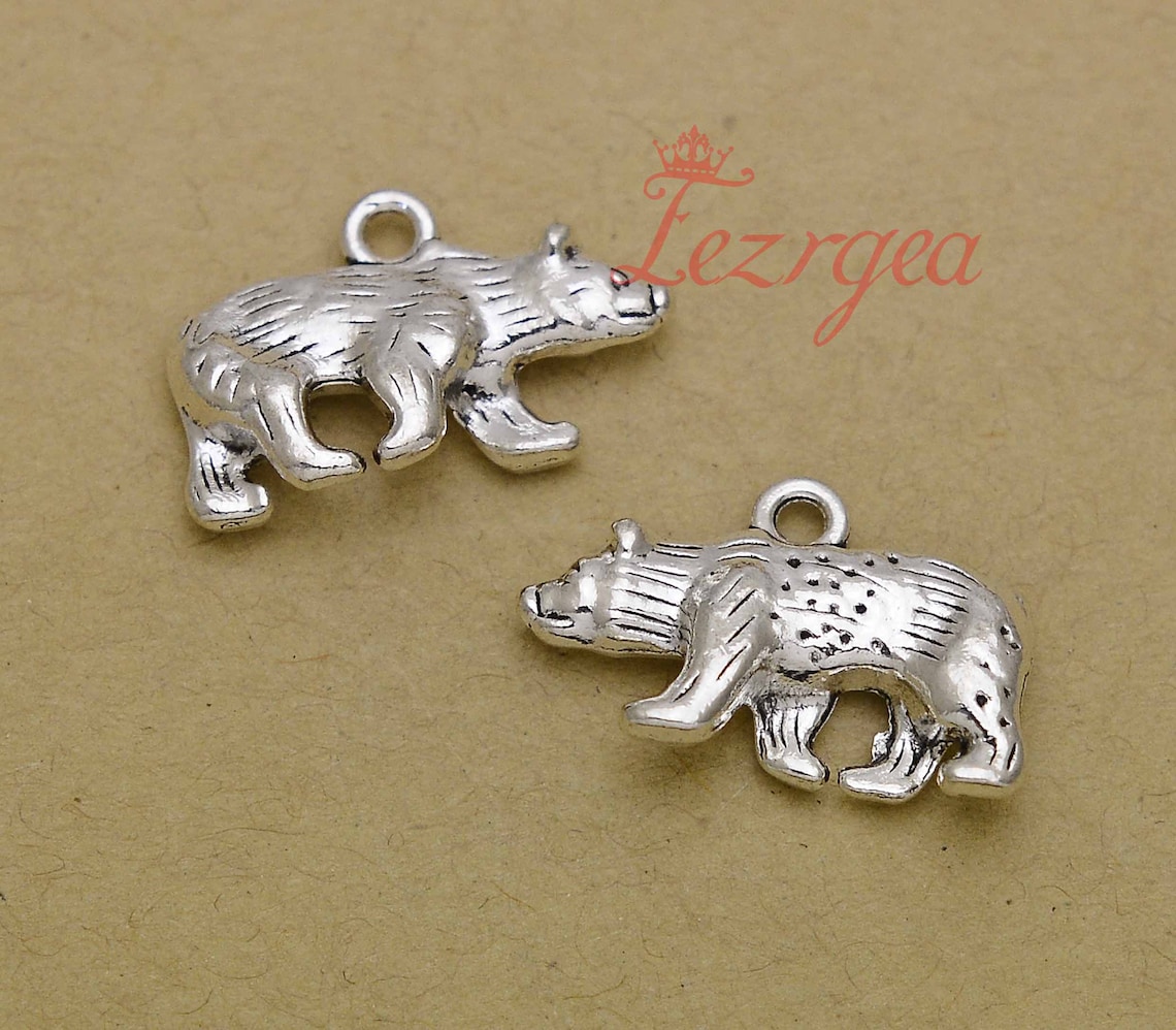 15PCS Antique Silver Bear Charms. Animals Pendants. DH9964 Etsy