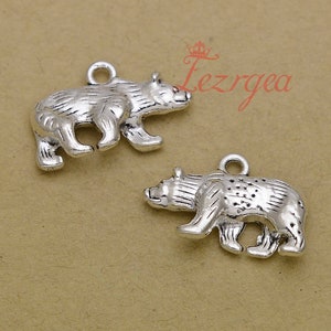 15PCS Antique silver bear charms. animals pendants. DH9964