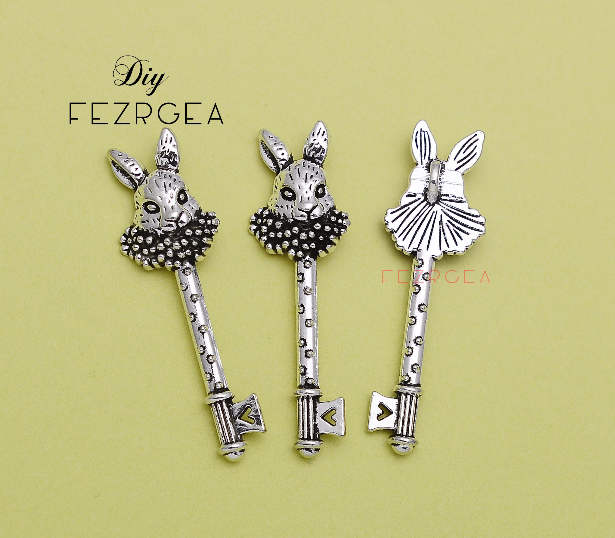 6pcs--15x51mm, Antique Silver Rabbit Key Charms. Home Key Pendants. - Etsy