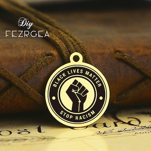 Las vidas negras importan encanto de acero inoxidable, encantos grabados personalizados, encantos / colgantes personalizados, encantos de brazalete de collar SS93855