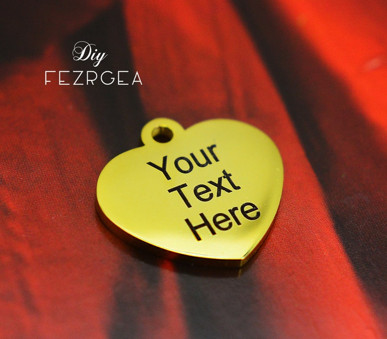 Custom Stainless Steel Charm,Personalized Laser Engraved Charms,Heart Stainless Steel Pendants,Bracelet Charms image 2