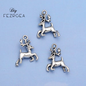 15PCS--21x17mm, Antique silver Reindeer Charms.Christmas deer pendants.