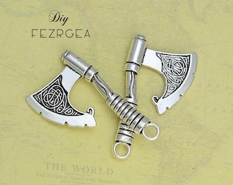 5PCS Antique silver Axe charms. 3D Halloween pendants. CM005