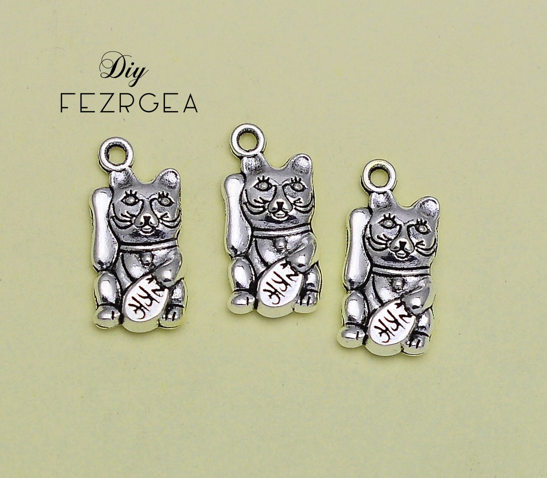 20pcs23x11mm Antique Silver Lucky Cat Charms. Animals Etsy