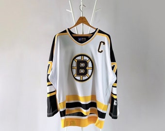 Vtg 90's NUTMEG Boston Bruins 49 Joe Juneau White NHL 