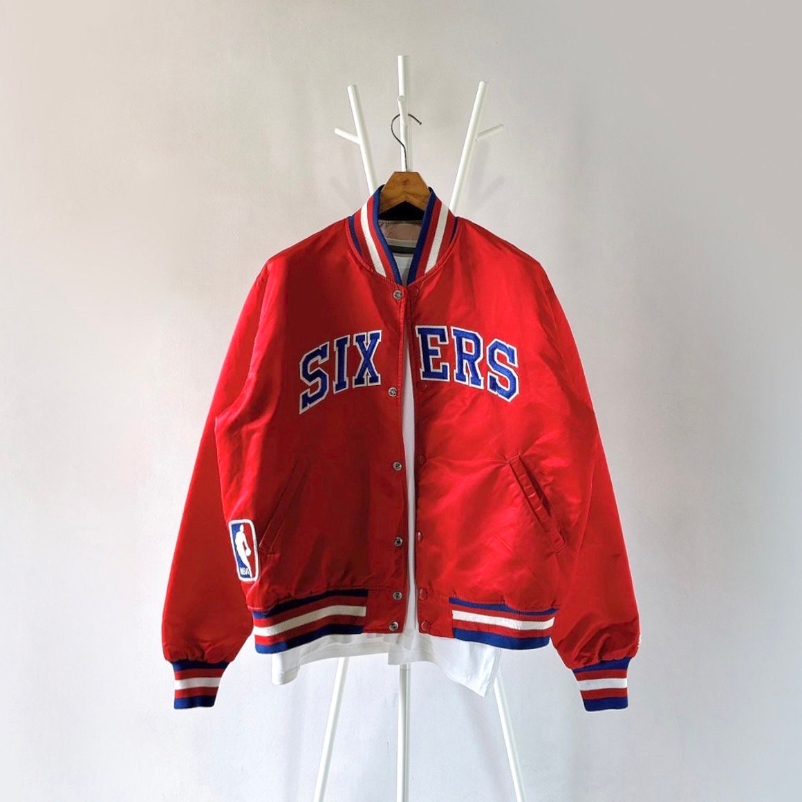 Vintage Sixers Reebok Team Apparel Sports Jacket 2XL Used Philadelphia 76ers