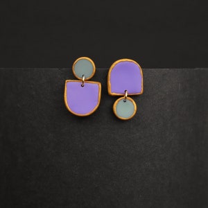 Earrings made of polymer clay &quot;c u r v e&quot; lilac