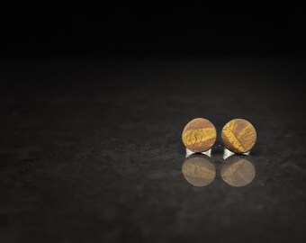 Polymer clay ear studs, "burning sand"