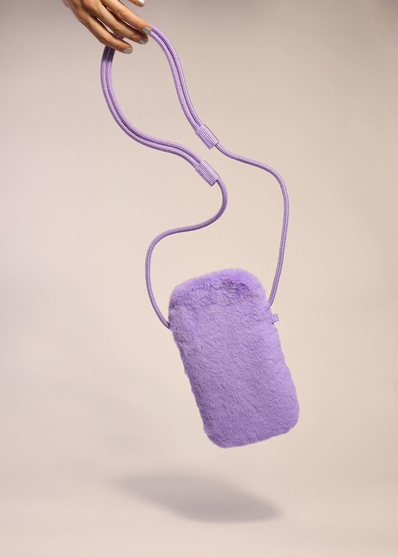 Cell phone bag made of plush lilac cozybag image 4