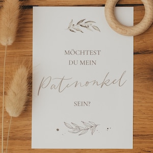 Postkarte Greenery - Möchtest du mein Patenonkel sein?