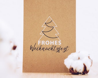 Weihnachtskarte Kraftpapier mit Weißdruck - "Frohes Weihnachtsfest"