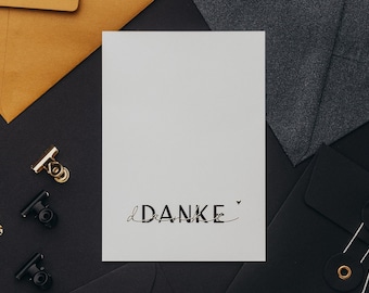 Postkarte mit Gold  "Danke" in DIN A6