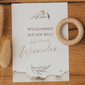 Postkarte Greenery - Willkommen auf der Welt kleines Wunder