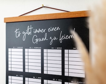 Geburtstagskalender | A3 Wandkalender schwarz minimalistisch | immerwährender Kalender | Geschenkidee | formstark Papeterie