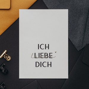 Postkarte mit Gold "Ich liebe dich" in DIN A6