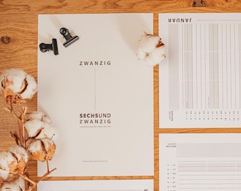 DOWNLOAD: Kalender voor koppels 2026 | Minimalistische gezinsplanner met 3 kolommen | Afdrukbare jaarkalender | Notities