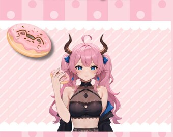 Vtuber Kitty Donut Asset: PNG for VTube Studio Livestreams