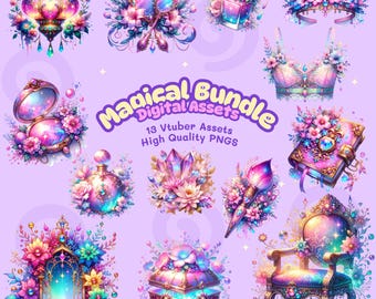 Magical Vtuber Assets – 13 PNG Transparent Overlays for Streamers & Creators