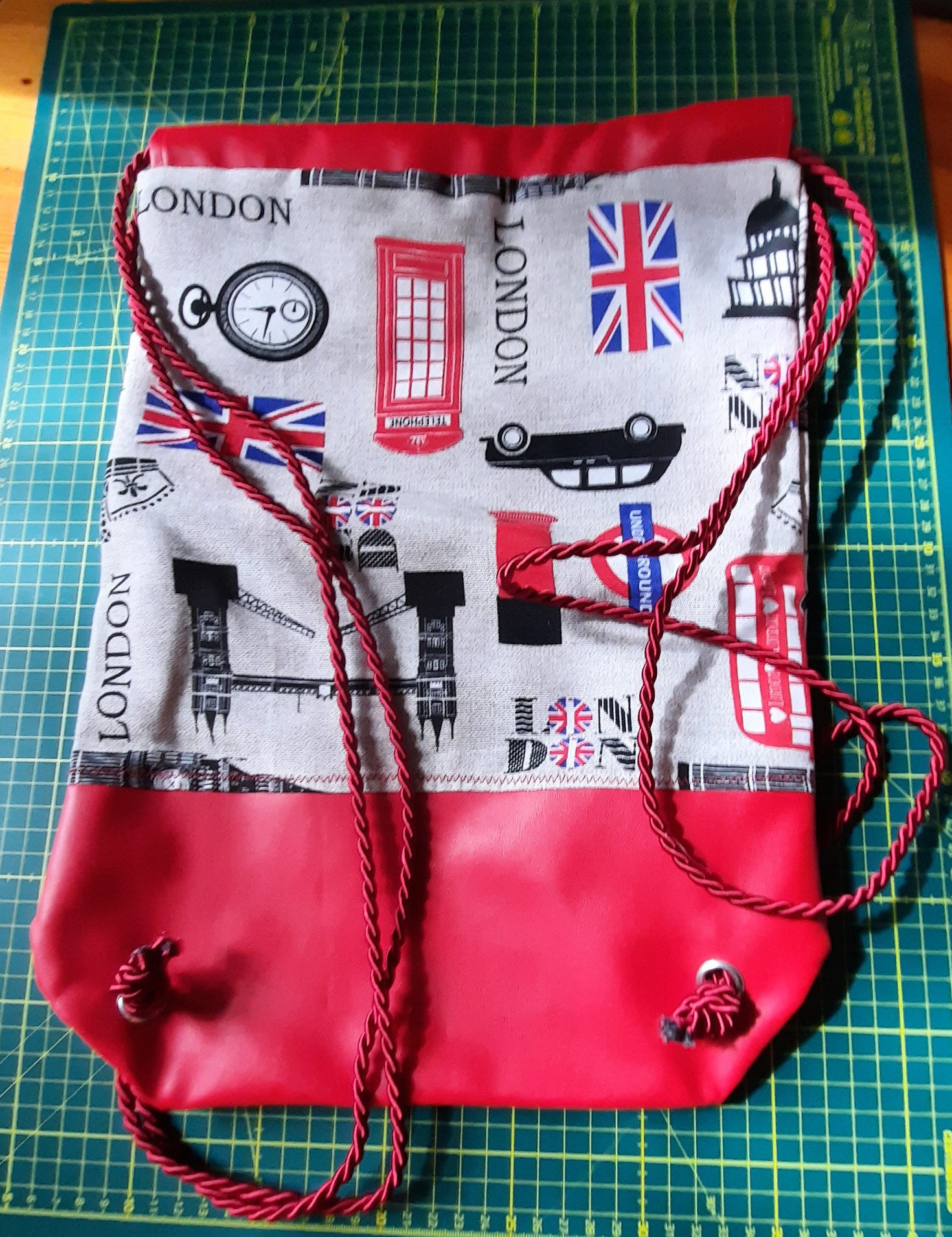 Gym Bag/backpack With London Motif and Faux Leather Etsy