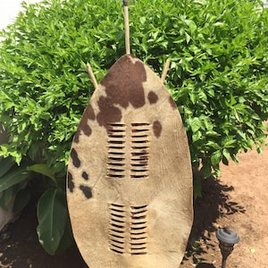 XL 140cm Brown And White African Zulu Traditional Cultural Shield