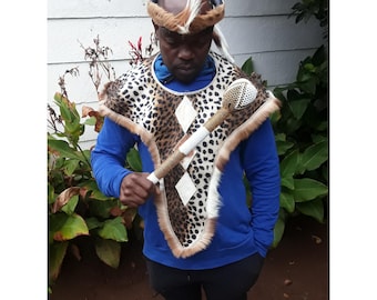3 in 1 Zulu Umqhele Mbata Shaka Zulu ceremony wedding attire for women and men (isipanga)