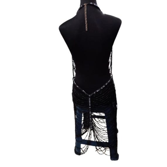 blue dress for baby girl Long Sleeve Gold Bead Bandage Maxi Dress – Mara Blak main image 1