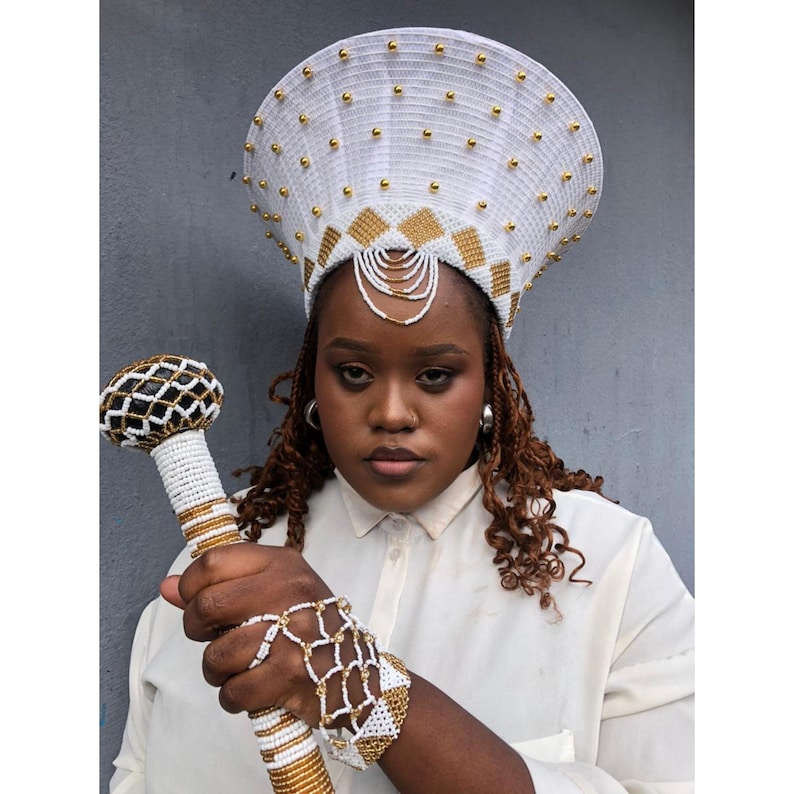 Adult size - White Freedon hand African Bucket hat by Tribe Afrique