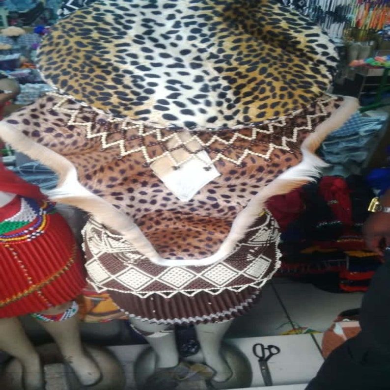 5 in 1 Leopard print african zulu hat brown and white | Etsy