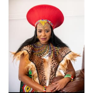 6-in-1 Zulu Traditional Set – Isipango Chest Guard, Beaded Necklace, Wrap Skirt, Apron, Bangles & Isicholo Hat