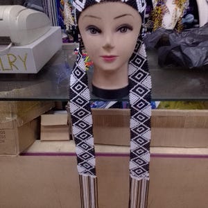 Zulu Beaded Headband with Long Tassels | Traditional African Forehead Jewelry | Handmade Beadwork