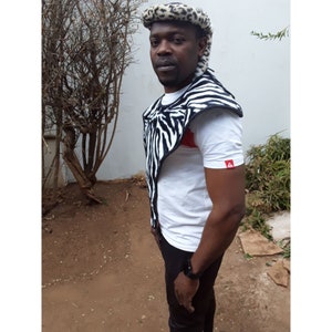 Black and White Zulu Mbata Umqhele Zulu ceremony wedding attire for women and men (isipanga)