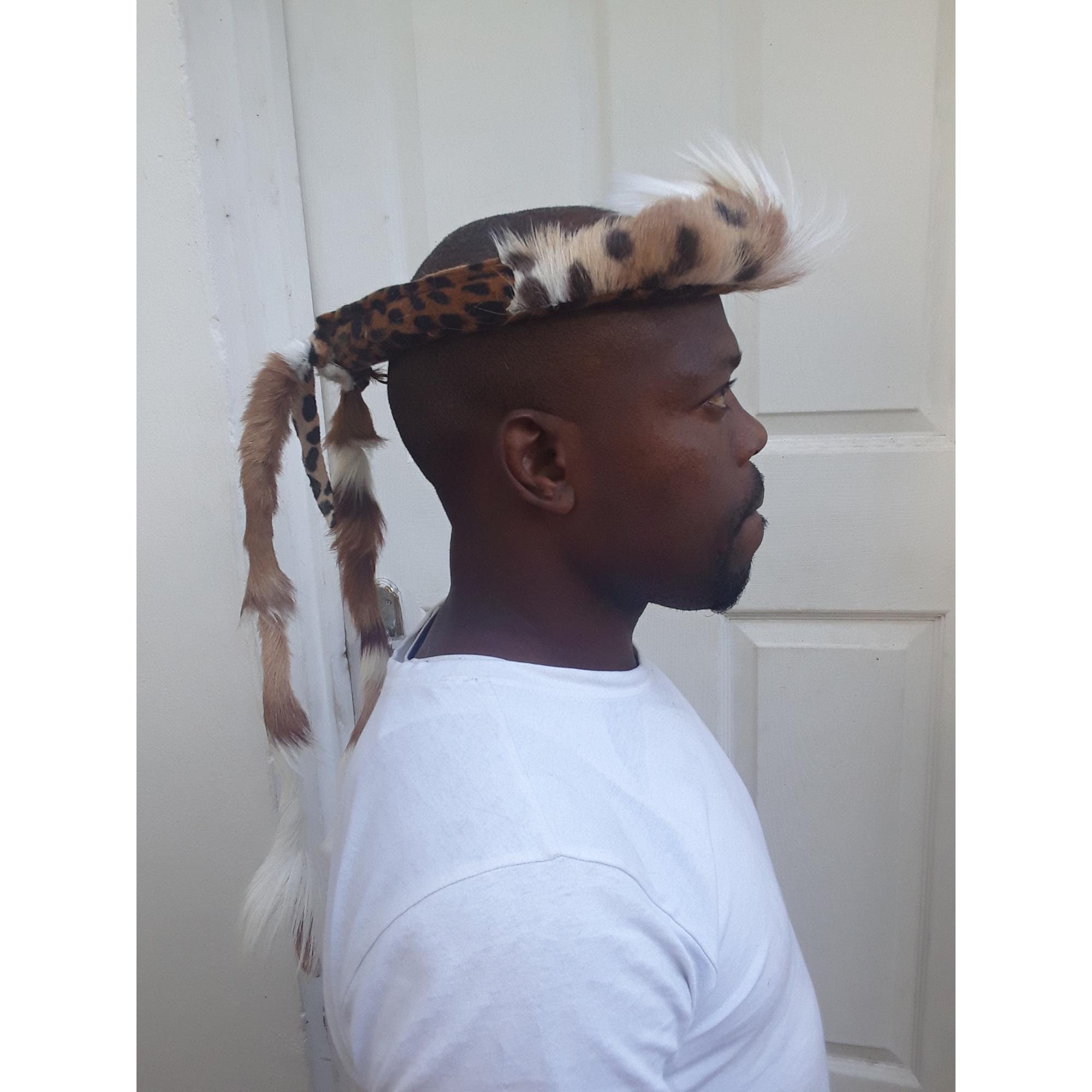 2 or 4 Tail Umqhele Zulu African Ethnic Hat for Men, African